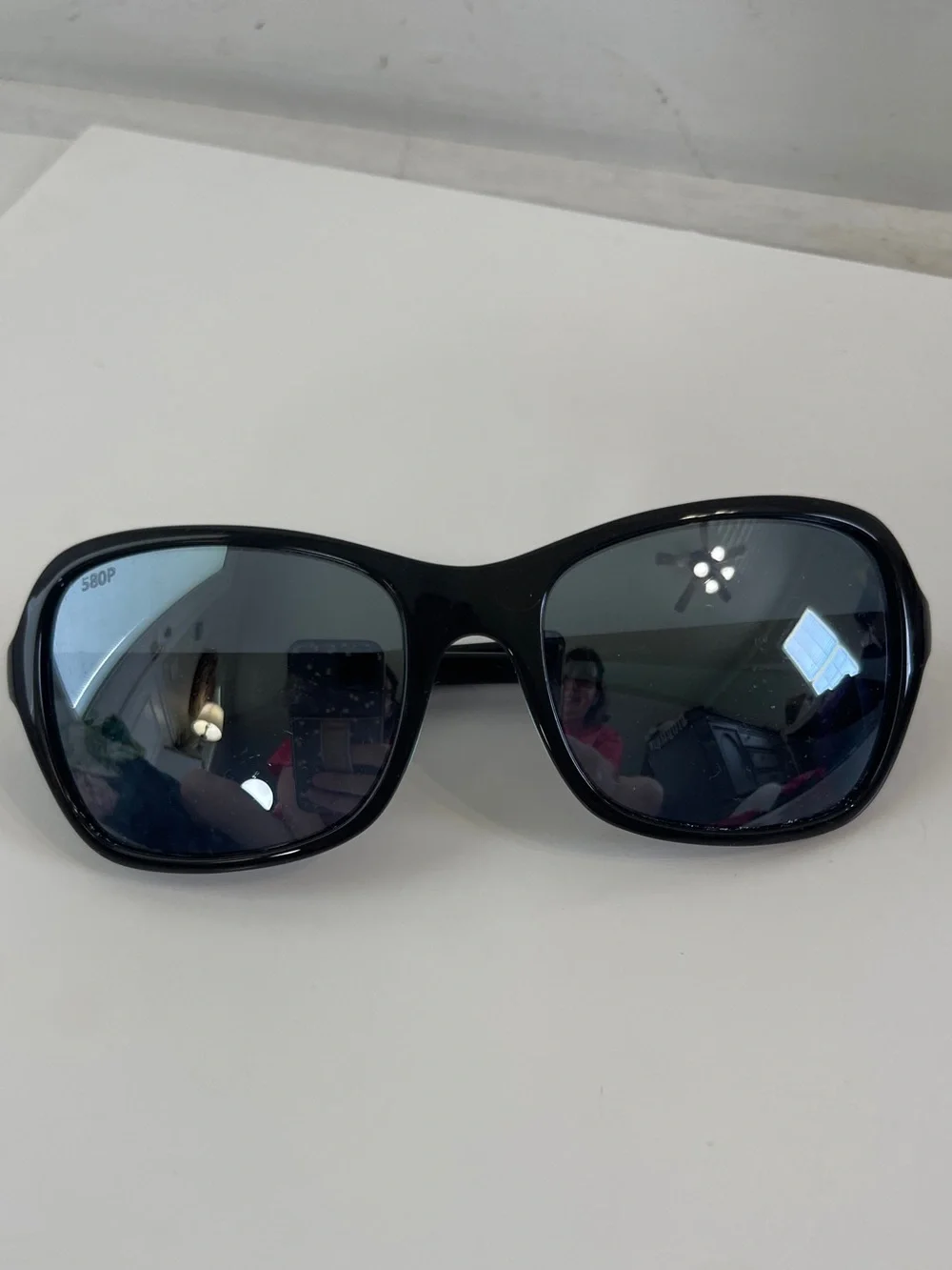 Costa Del Mar Kare Polished Black SUNGLASSES FRAMES Sea Green Lens Scratched